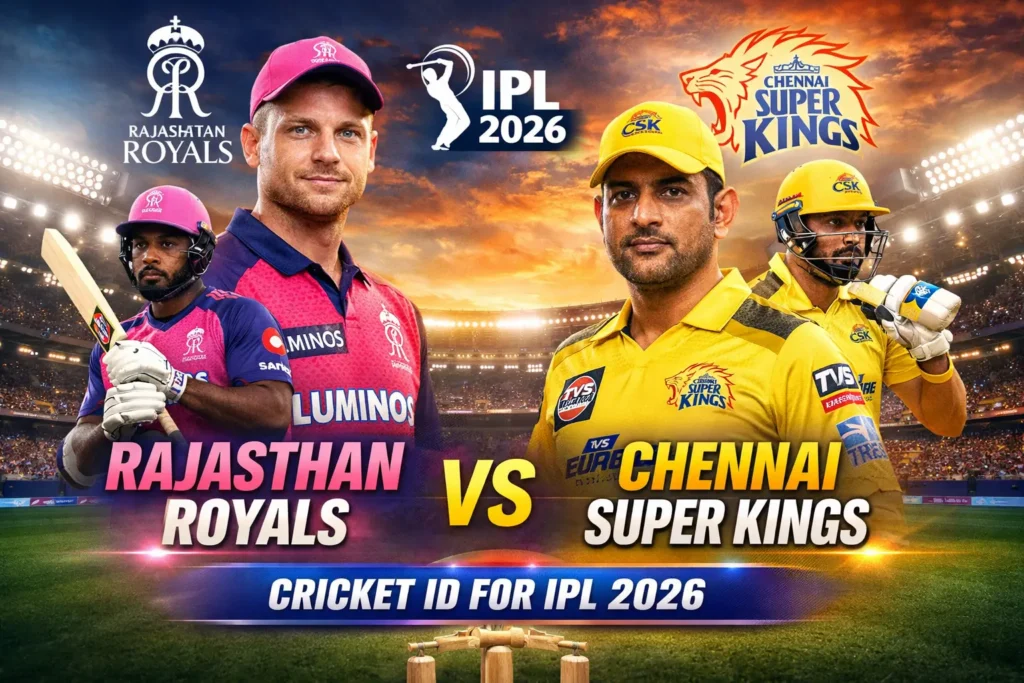 Rajasthan Royals Vs Chennai Super Kings Cricket ID for IPL 2026